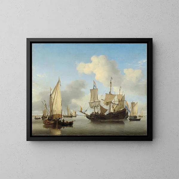 Bateaux au mouillage sur la côte - Willem van de Velde le Jeune — quadro incorniciato alla parete