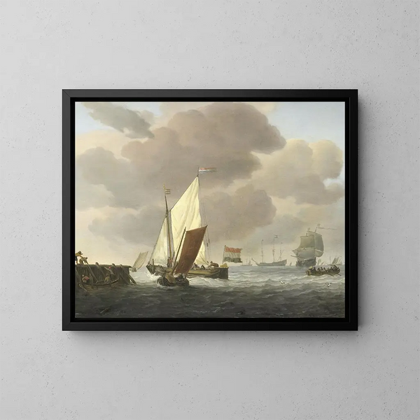 Bateaux près de la côte par temps venteux - Willem van de Velde le Jeune — quadro incorniciato alla parete