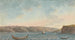 Due barche a remi e una vela vicino a una scogliera a picco Paesaggio collinare visto dal mare - Willey Reveley — vista dell’opera