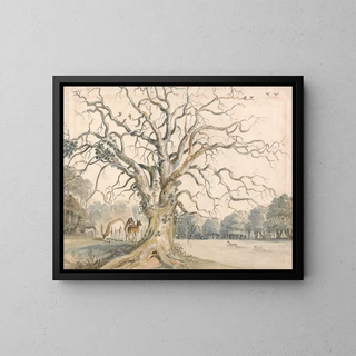 Vista di un parco con cervi - William Byron — quadro incorniciato alla parete