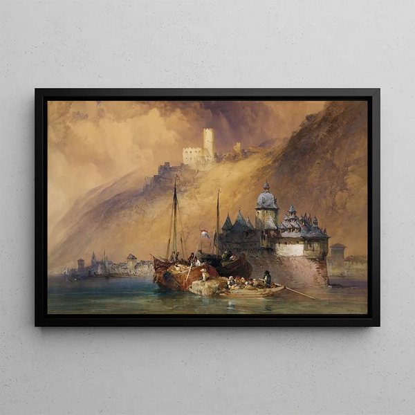 Il castello di Pfalz sul Reno - William Callow — quadro incorniciato alla parete