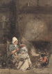 Una donna e un bambino vicino a un camino - William Evans de Bristol — vista dell’opera