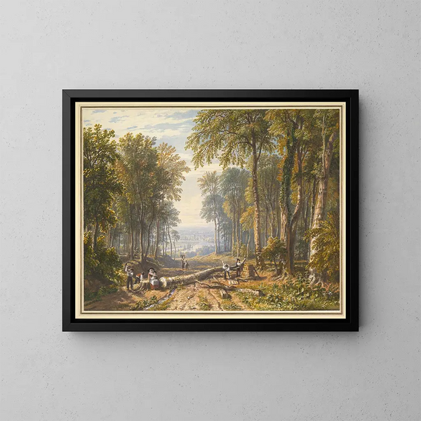 Bûcherons a Park Place, Henley, con il Tamigi sullo sfondo - William Havell — quadro incorniciato alla parete