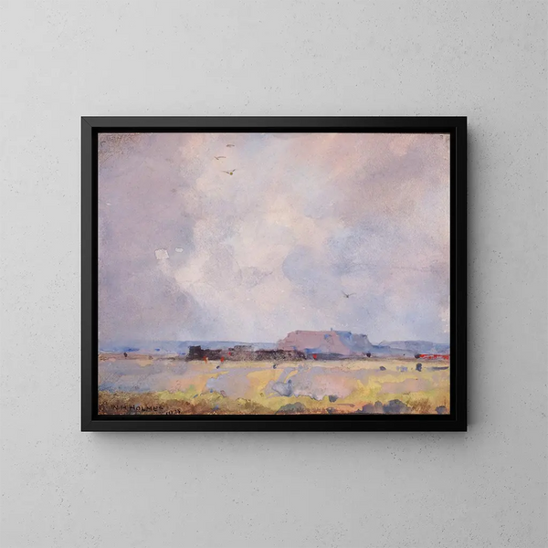 Nel paese dei altipiani con un pueblo abitato - William Henry Holmes — quadro incorniciato alla parete