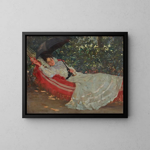 Le hamac rouge - William Henry Margetson — quadro incorniciato alla parete