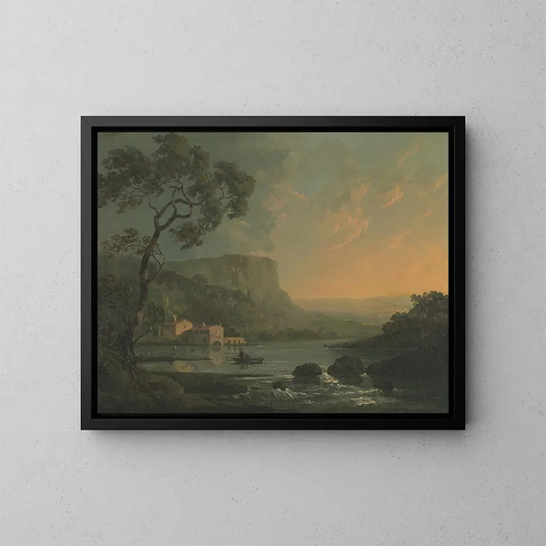 Paesaggio con pescatori su un lago - William Hodges — quadro incorniciato alla parete