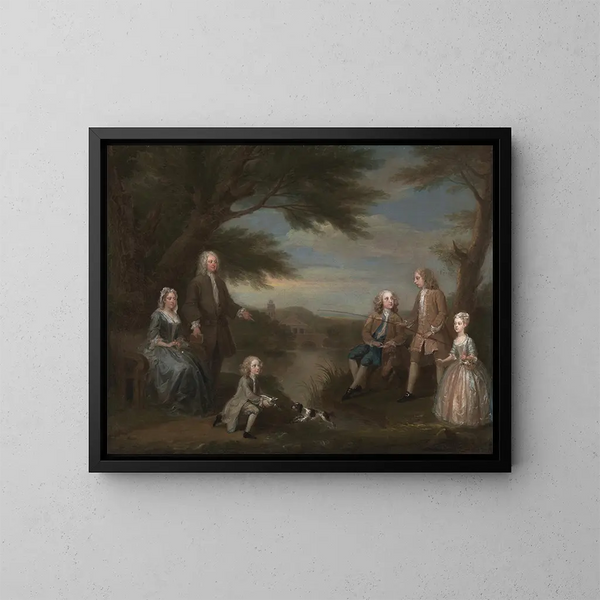 John e Elizabeth Jeffreys e i loro figli - William Hogarth — quadro incorniciato alla parete