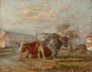 Schizzo di due mucche in un paesaggio - William Huggins — vista dell’opera