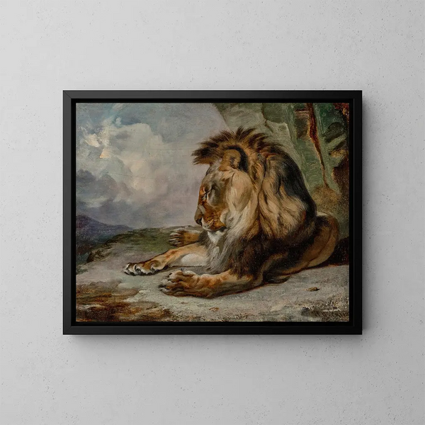 Leone addormentato - William Huggins — quadro incorniciato alla parete