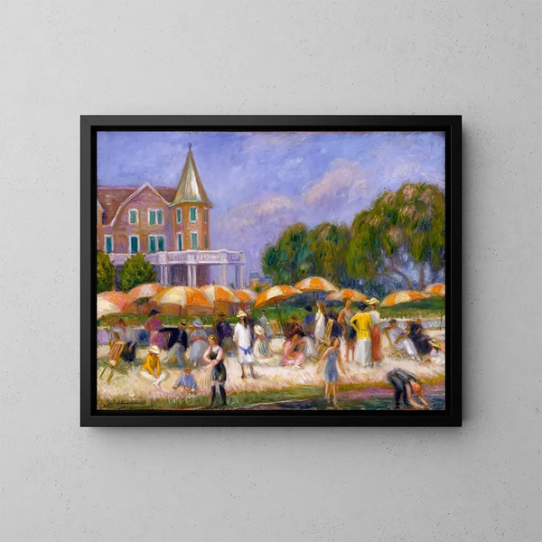 Parasols sulla spiaggia a Blue Point - William James Glackens — quadro incorniciato alla parete