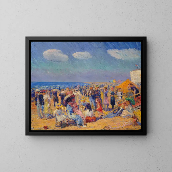 Folla sulla riva del mare - William James Glackens — quadro incorniciato alla parete