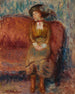 Donna seduta su un divano rosso - William James Glackens — vista dell’opera