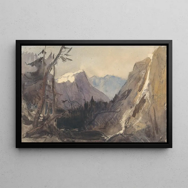 Paesaggio alpino possibilmente il Cervino - William James Müller — quadro incorniciato alla parete