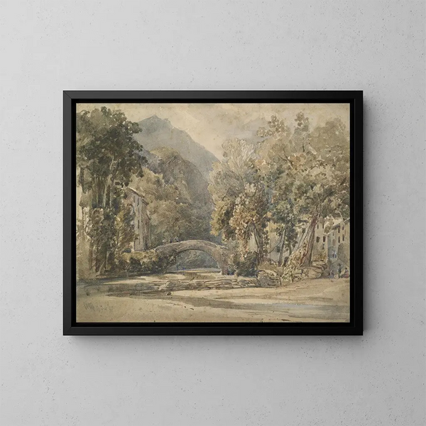 Paesaggio con un ponte - William James Müller — quadro incorniciato alla parete