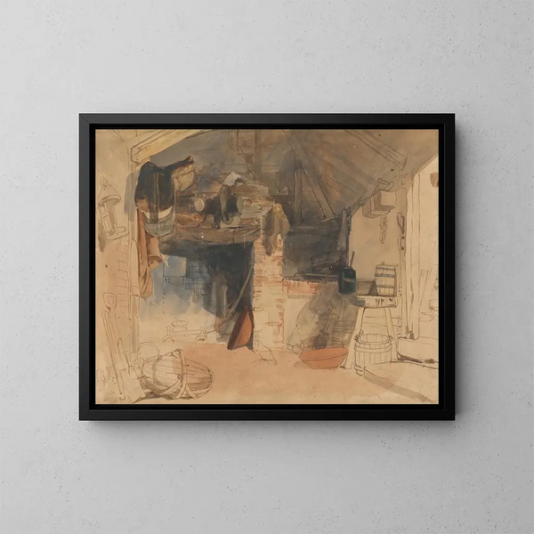 Studio di una scena interna rustica - William James Müller — quadro incorniciato alla parete