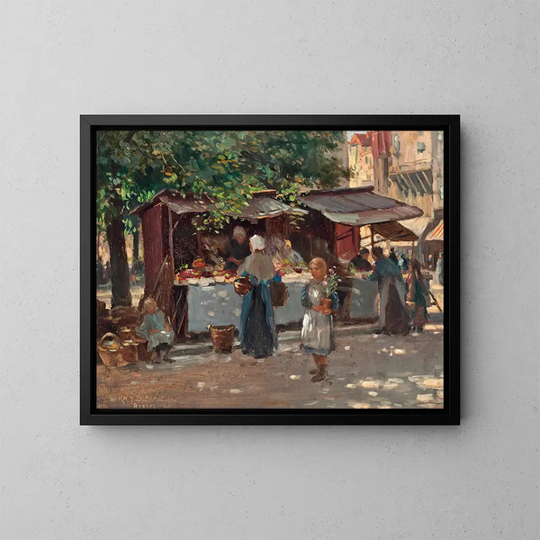 Giorno di mercato a Bruges - William Kay Blacklock — quadro incorniciato alla parete