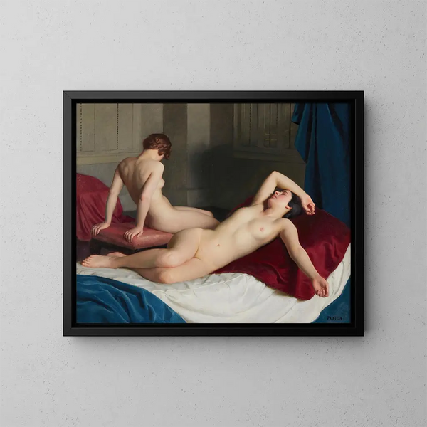interno con due nudi - William McGregor Paxton — quadro incorniciato alla parete