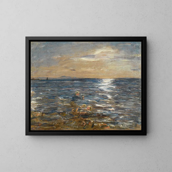 Pesca dalle scogliere a Port Seton - William Mctaggart — quadro incorniciato alla parete
