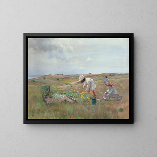 Rassemblement de fleurs, Shinnecock, Long Island - William Merritt Chase — quadro incorniciato alla parete