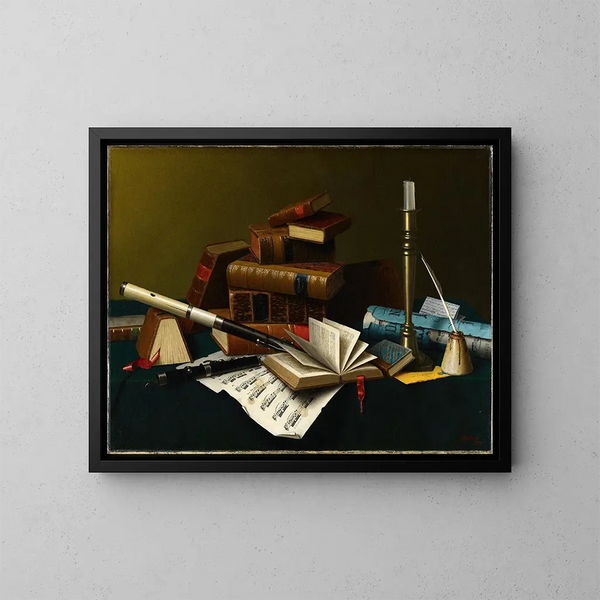 Musica e letteratura - William Michael Harnett — quadro incorniciato alla parete