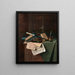 Nature morte con vaso, fiore e lampada romana - William Michael Harnett — quadro incorniciato alla parete