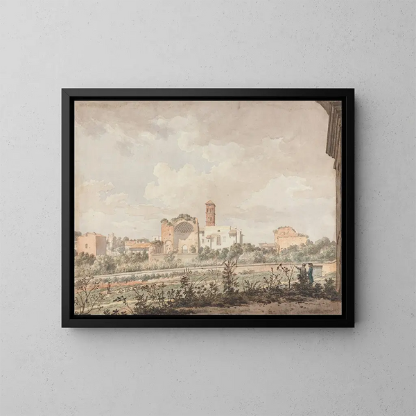 Tempio di Venere e di Roma dal Colosseo - William Pars — quadro incorniciato alla parete