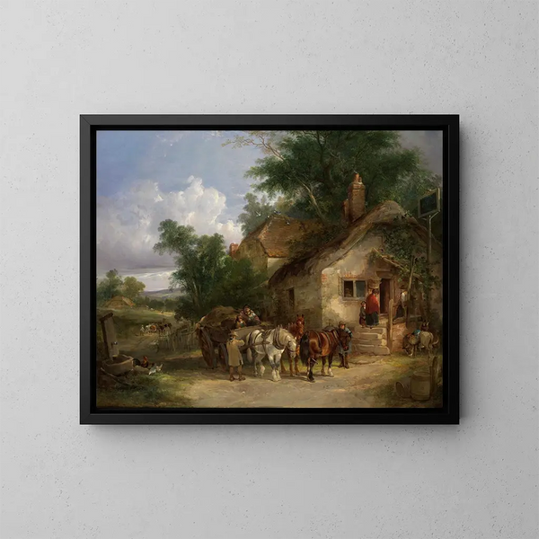 Una sosta all'osteria - William Shayer — quadro incorniciato alla parete