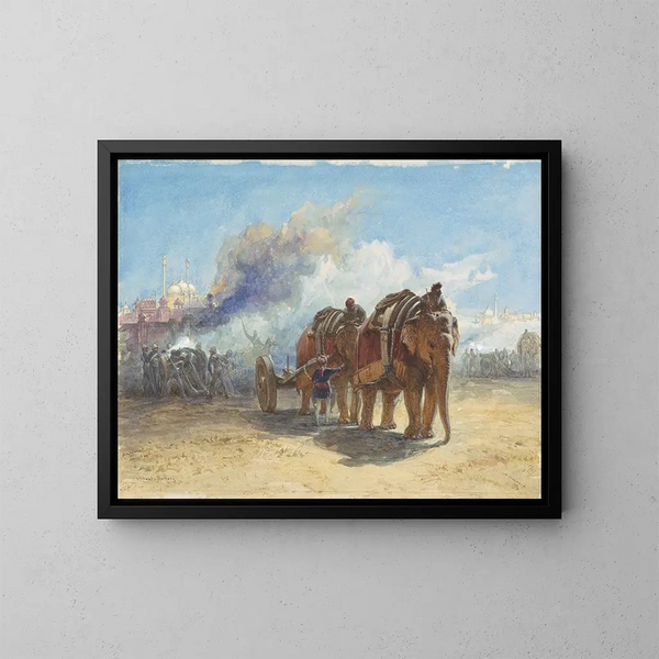 Batteria di elefanti - William Simpson — quadro incorniciato alla parete