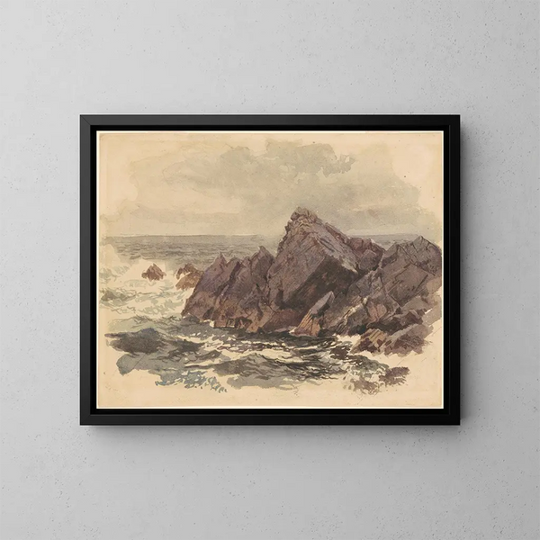 marino con scogli - William Trost Richards — quadro incorniciato alla parete
