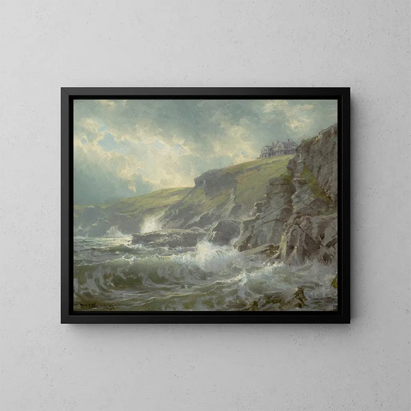 Vista della casa degli artisti Graycliff, Newport, Rhode Island - William Trost Richards — quadro incorniciato alla parete
