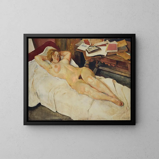 Atto femminile sdraiato - Willy Jaeckel — quadro incorniciato alla parete