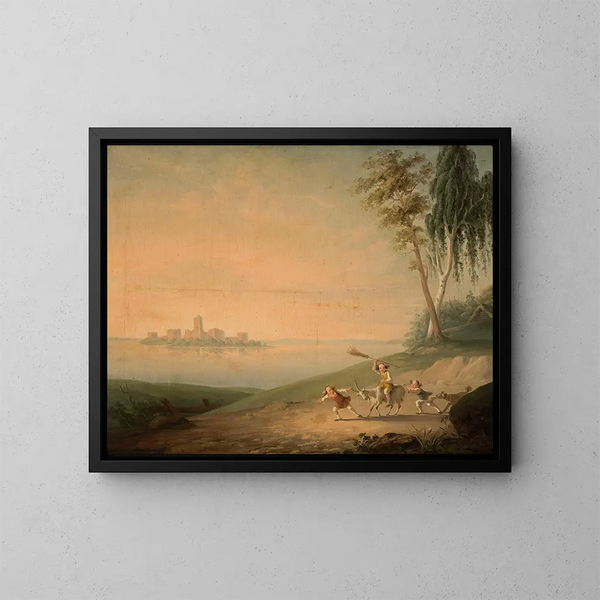 Scène de genre au lac Galvė - Wincenty Smokowski — quadro incorniciato alla parete
