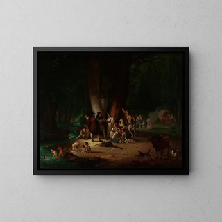 Campo dei gitani sul bordo dell'acqua - Wincenty Smokowski — quadro incorniciato alla parete