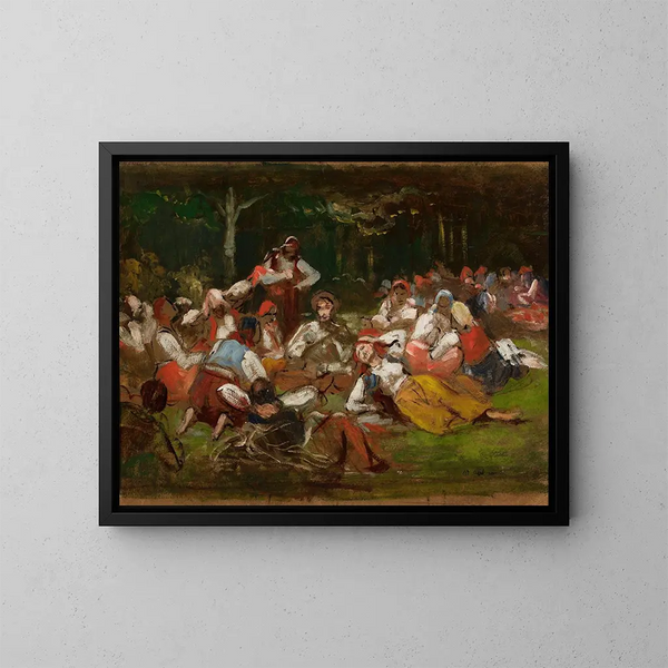 Schizzo per mietitori che si riposano - Wincenty Wodzinowski — quadro incorniciato alla parete