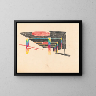 Studi del Coliseum di New York, Centro Congressi di Columbus Circle, studio di colore, prospettiva - Winold Reiss — quadro incorniciato alla parete