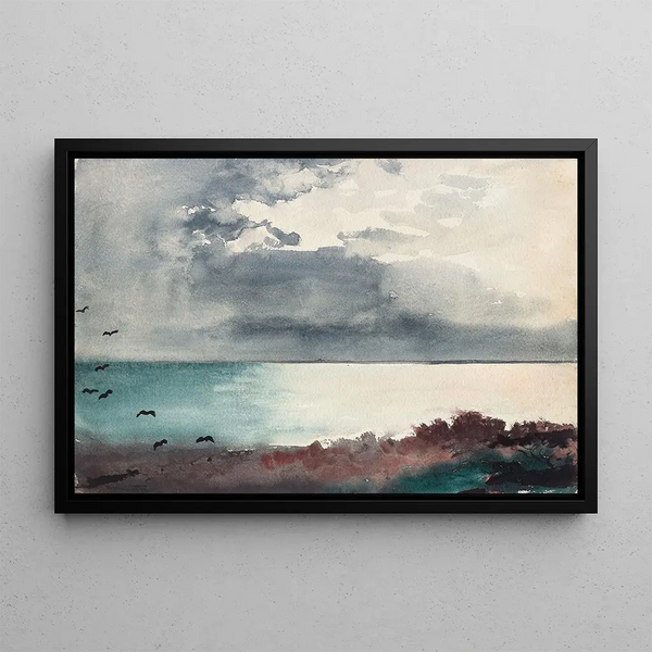 Tempesta sulla costa del Maine - Winslow Homer — quadro incorniciato alla parete