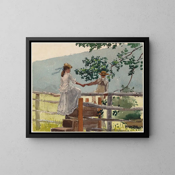 su il muretto - Winslow Homer — quadro incorniciato alla parete