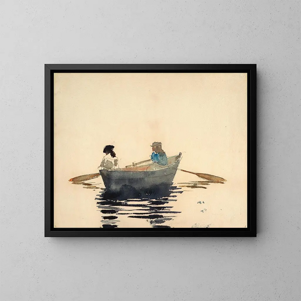 Due ragazze in una barca - Winslow Homer — quadro incorniciato alla parete