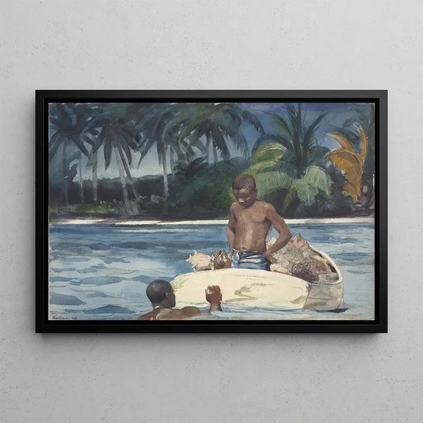 Subacquei delle Indie Occidentali - Winslow Homer — quadro incorniciato alla parete