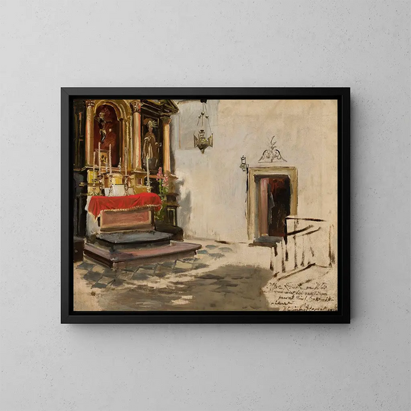 Altare nella chiesa di Wola - Wojciech Kossak — quadro incorniciato alla parete