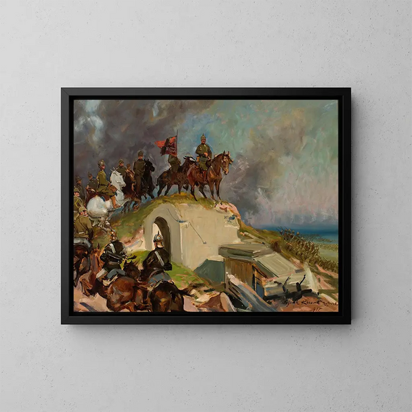 Scène di battaglia della Prima guerra mondiale - Wojciech Kossak — quadro incorniciato alla parete