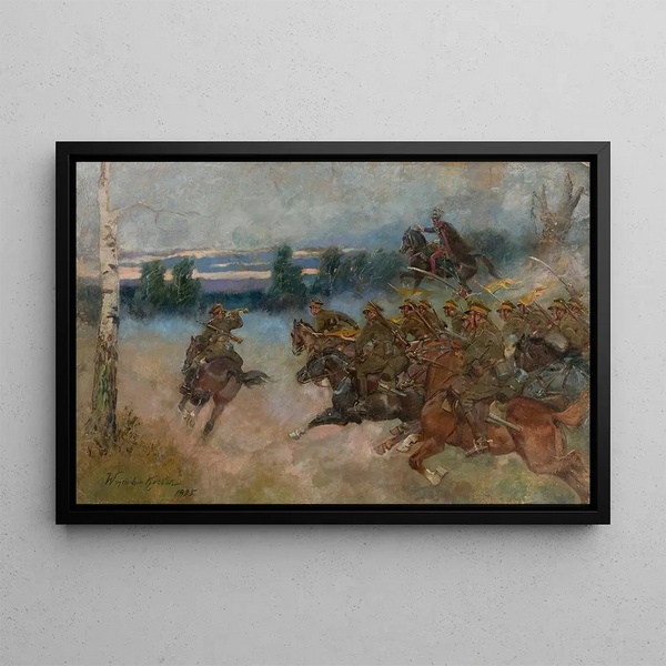 Carica di cavalleria - Wojciech Kossak — quadro incorniciato alla parete
