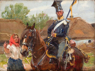 Uhlan con una ragazza - Wojciech Kossak — vista dell’opera