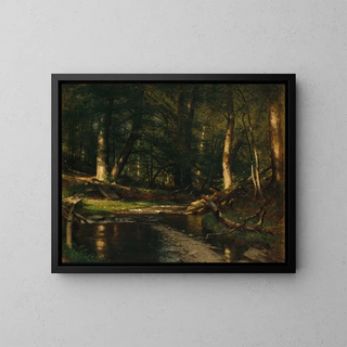 Il ruscello nei boschi - Worthington Whittredge — quadro incorniciato alla parete