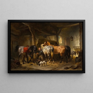 Wouterus Verschuur - Horses In A Stable.webp