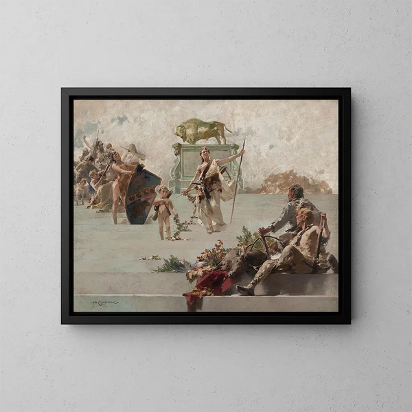 Allégorie della caccia - Zdzisław Jasiński — quadro incorniciato alla parete