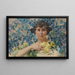 Donna contro arbusti in fiore - Zdzisław Jasiński — quadro incorniciato alla parete
