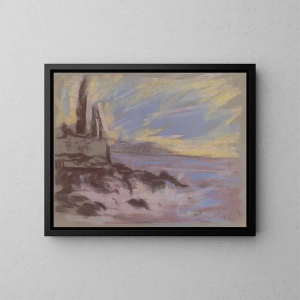 Motivo costiero con cipressi - Zolo Palugyay — quadro incorniciato alla parete