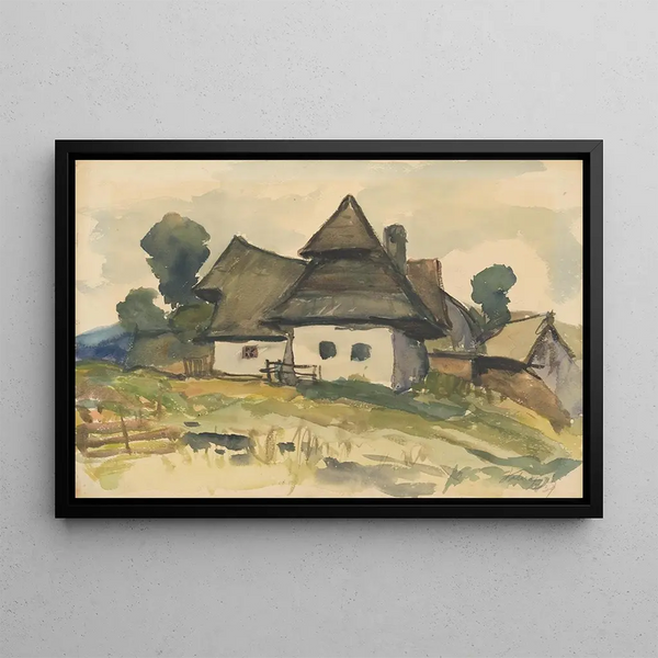 Motivo di villaggio - Zolo Palugyay — quadro incorniciato alla parete
