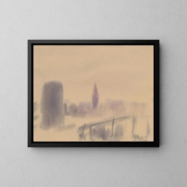 Città nella nebbia - Zolo Palugyay — quadro incorniciato alla parete